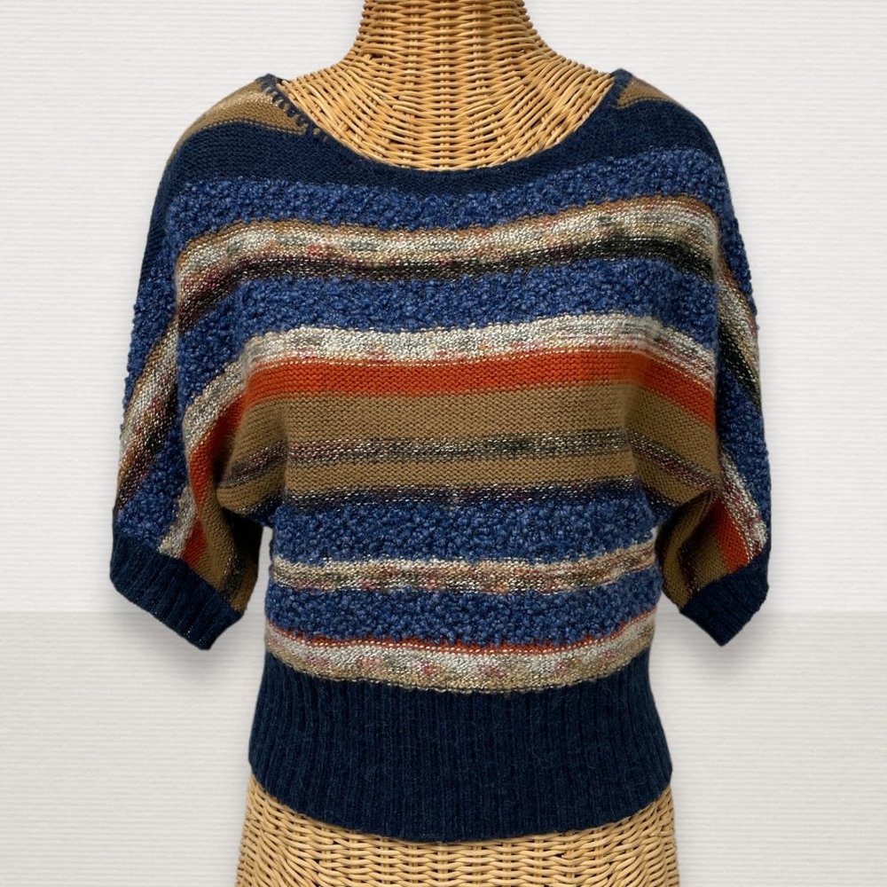 Ruby Rd. Blue Stripe Sweater Short Sleeve Size PM